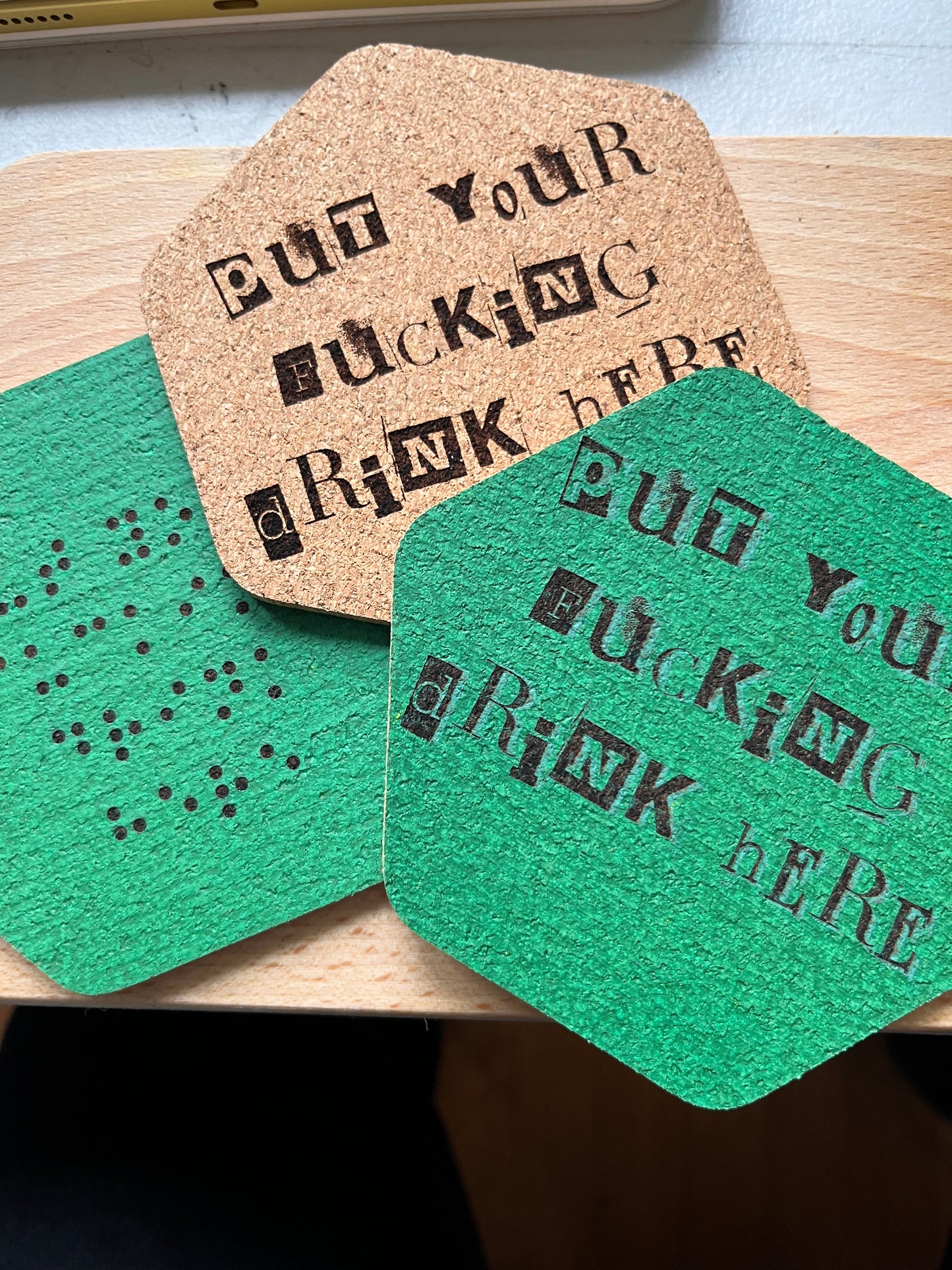 Cork coasters set of 3