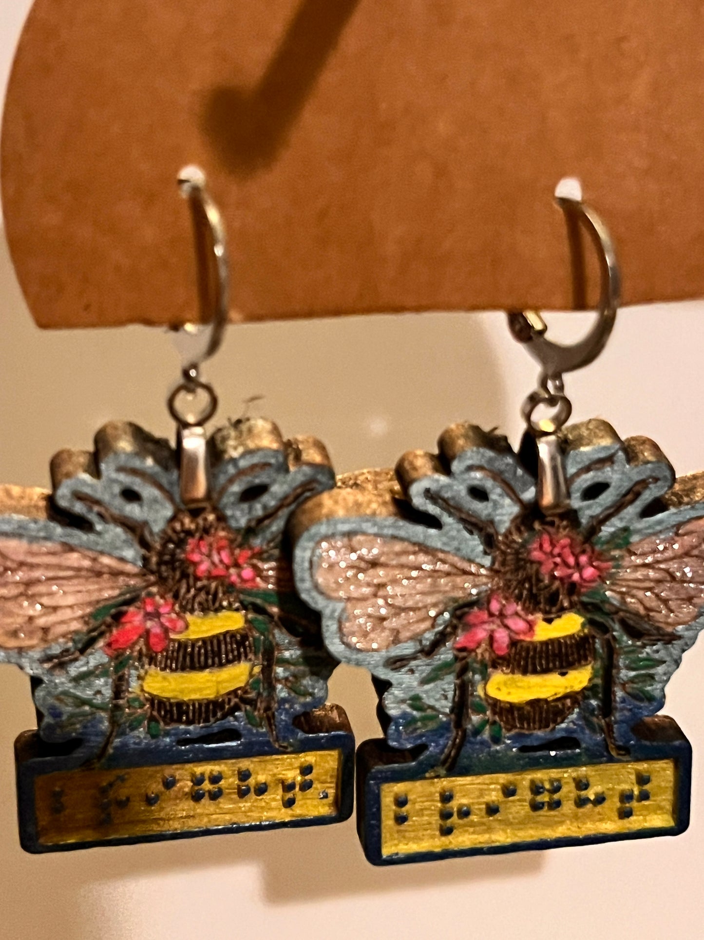 Bee “beautiful” Braille earrings